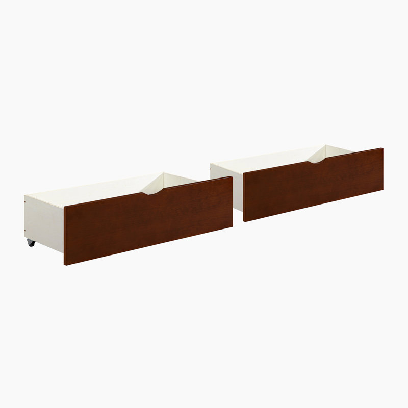Willard Transitional Solid Wood Storage Boxes, 2 Pieces with Smooth-Glide Casters & Polished Nickel Flush Ring Pulls