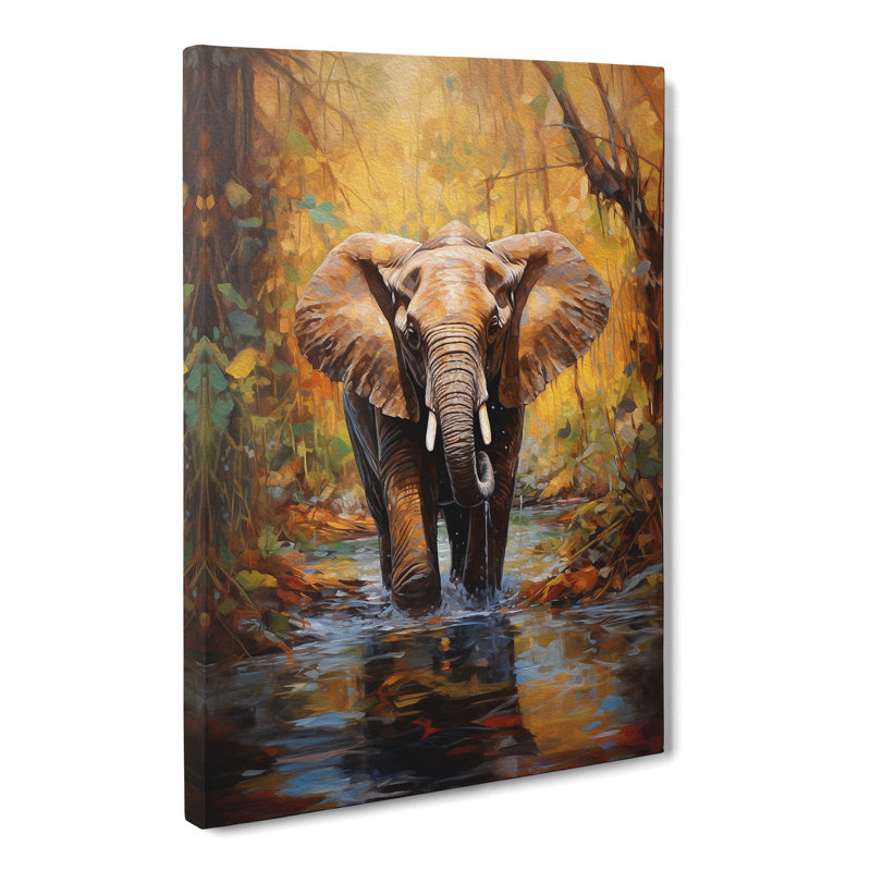 Elephant Impressionism - Wrapped Canvas, 60cm H x 40cm W x 3cm D