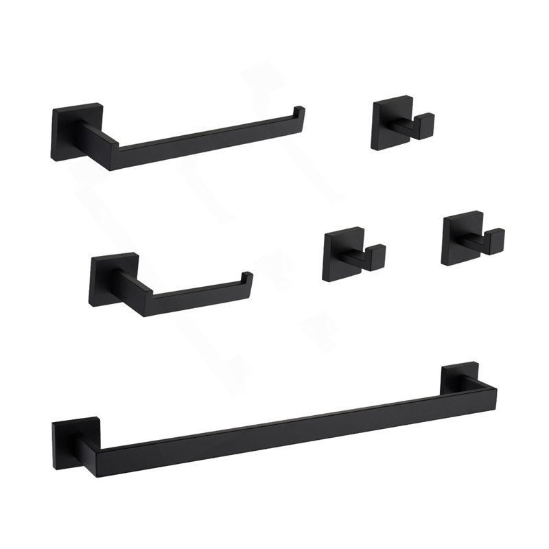 6 - Piece Bathroom Hardware Set, Matte Black