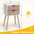 Modern 2-Drawer Nightstand with Solid Pine Legs, White Walnut