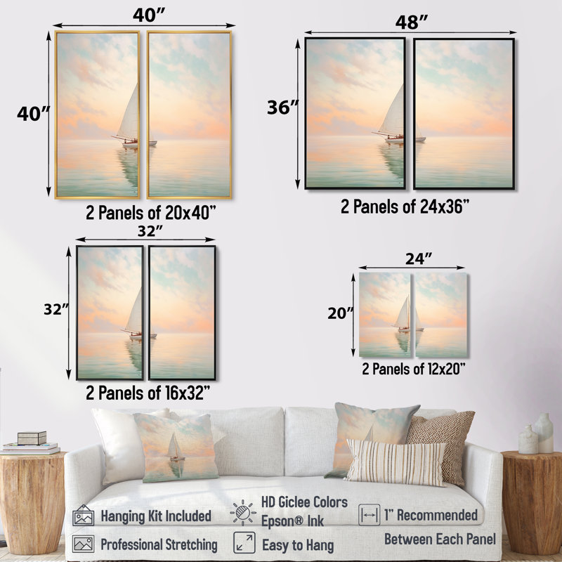Bateau, "Ethereal Waters II" - art mural moderne gris, 36" H x 48" W, Impression encadrée flottante, Black
