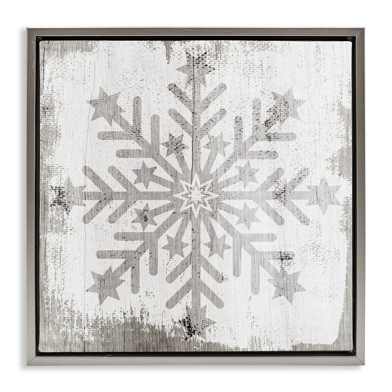 Motif de flocons de neige d'hiver, Cadre flottant gris lustré, H 18 po x l 18 po