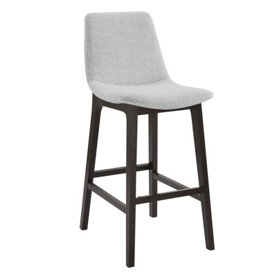 Upholstered Counter Stool with Solid Wood Legs