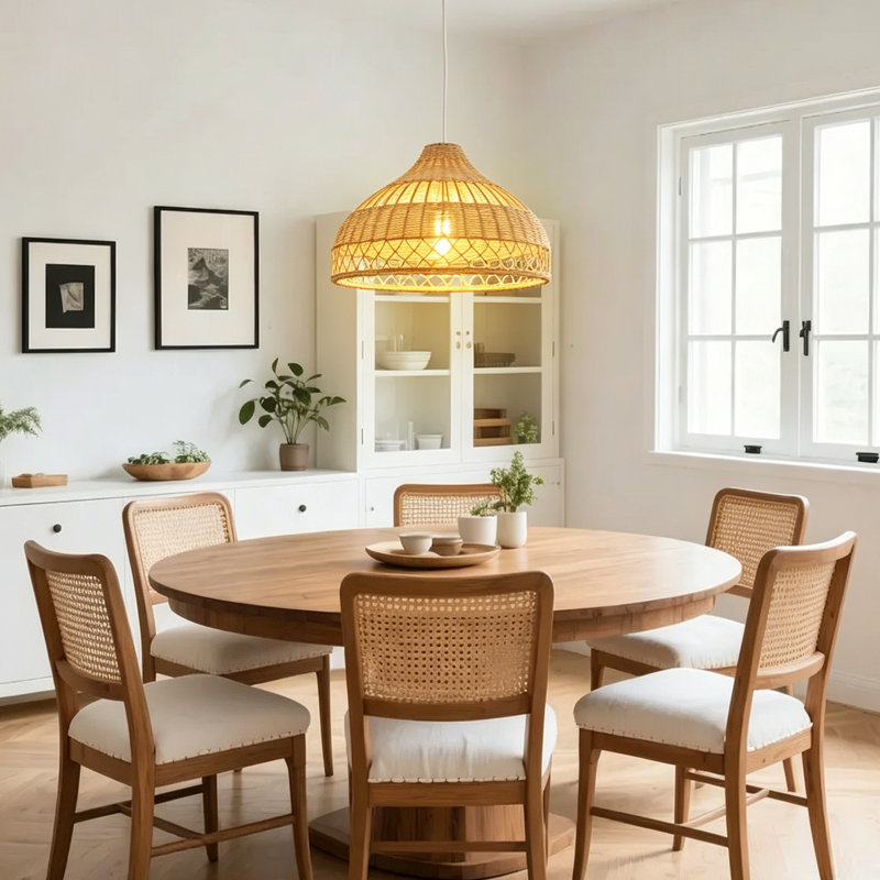 large 15.75" naturel rattan pendant light