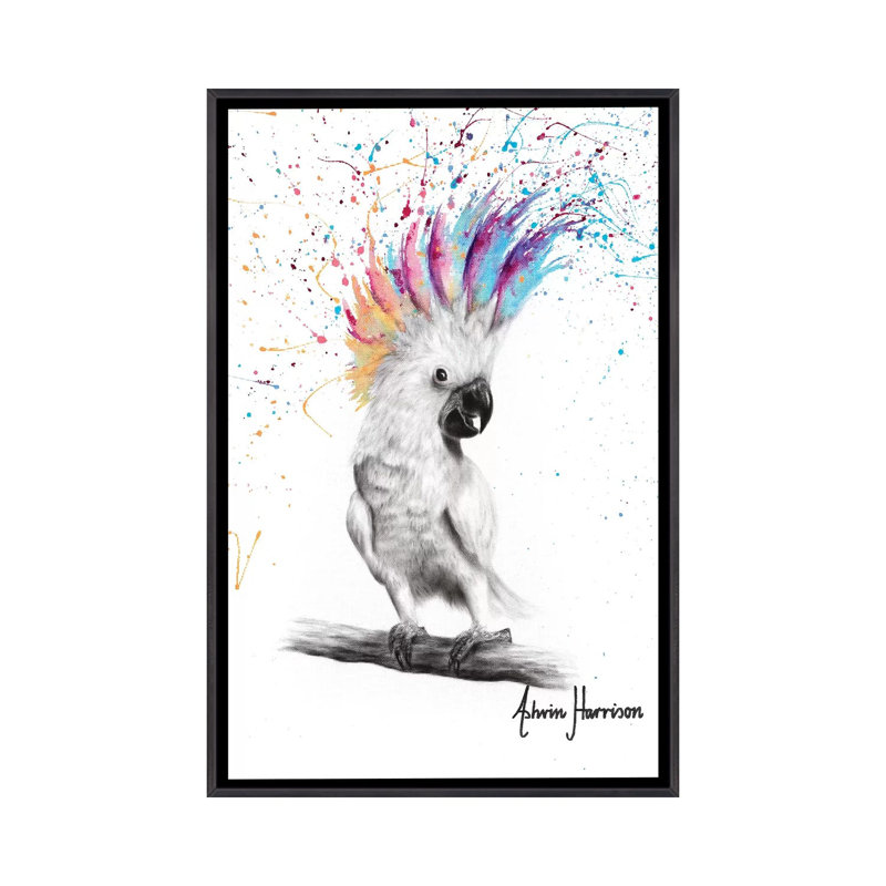 «Punk Cockatoo» par Ashvin Harrison - impression, Toile avec cadre noir patiné, Aucun mat, H 40 po x l 26 po x P 1,5 po