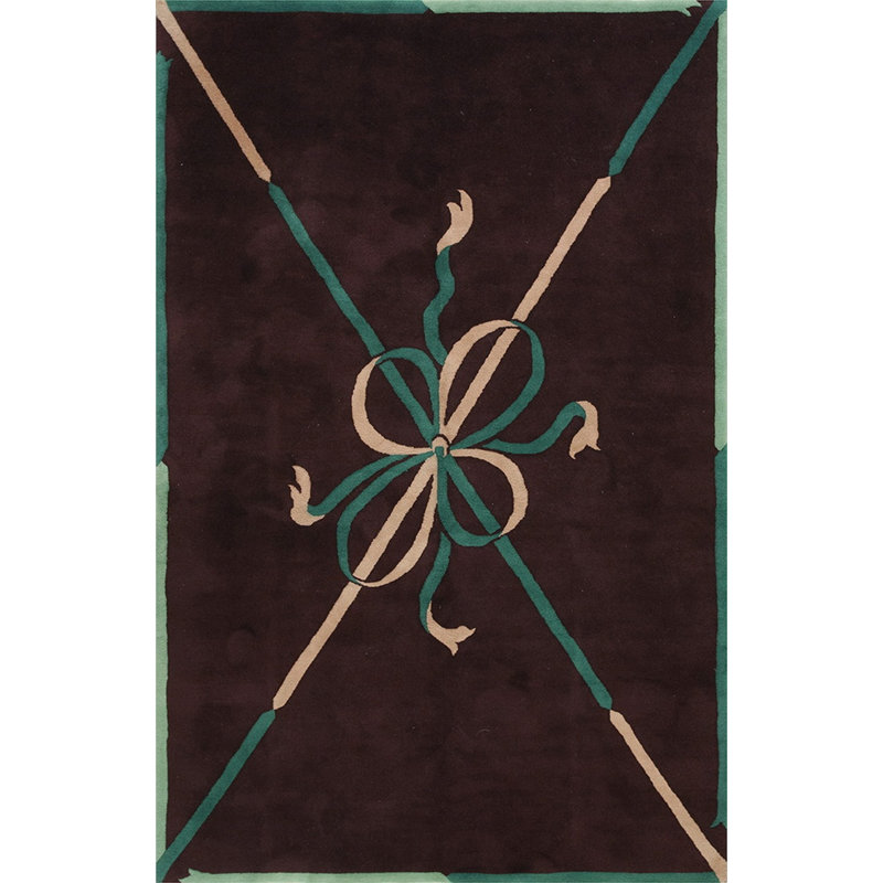 Antique Art Deco Small Scatter Size Wool Chocolate Rug