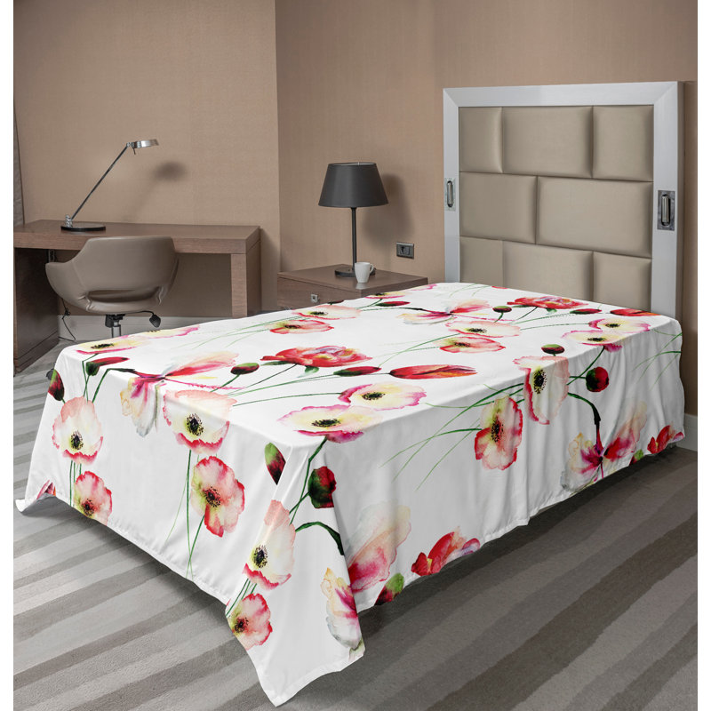 Ambesonne Nature Top Flat Sheet Glisten Fish Sunlight, Twin Flat Sheet, Multicolor Floral 1