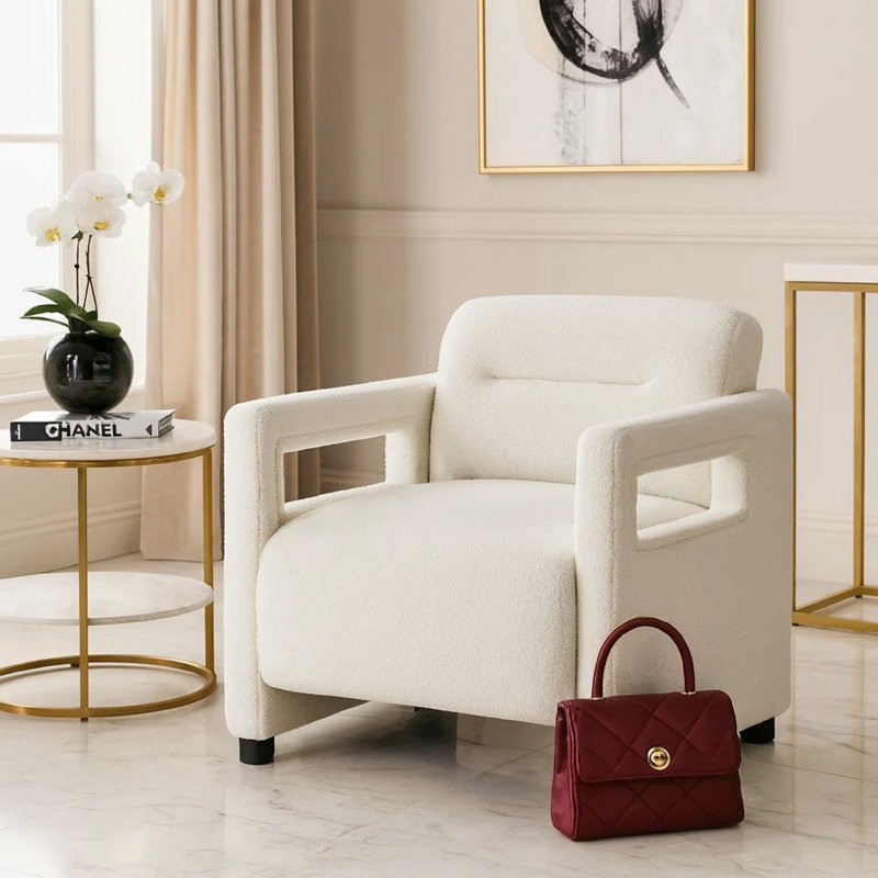 Chaise avec accoudoirs Osy, Beige
