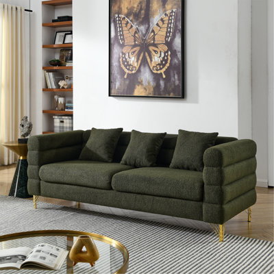 81 Inch Oversized 3 Seater Sectional Sofa, Living Room Comfort Fabric Sectional Sofa-Deep Seating Sectional Sofa, Soft Sitting With 3 Pillows For Living Room,Bedroom,Office