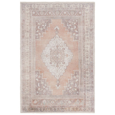 Tapis oriental ivoire / rouille clair en coton touffeté à la main Ashbie