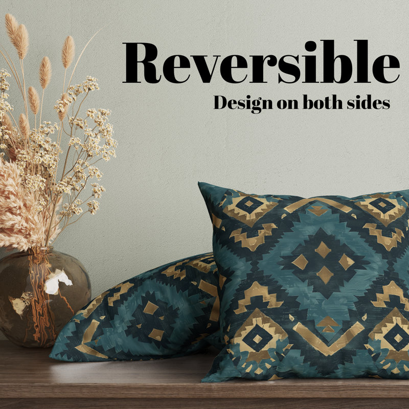 Eastern Elegance Geometric Reversible Pillow Cover, 20"H x 20"W