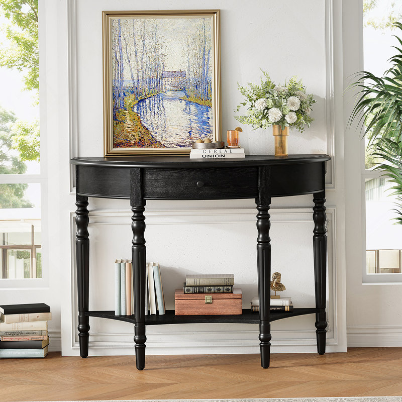 Console de style campagnard avec tiroir et tablette Farmhouse, Noir