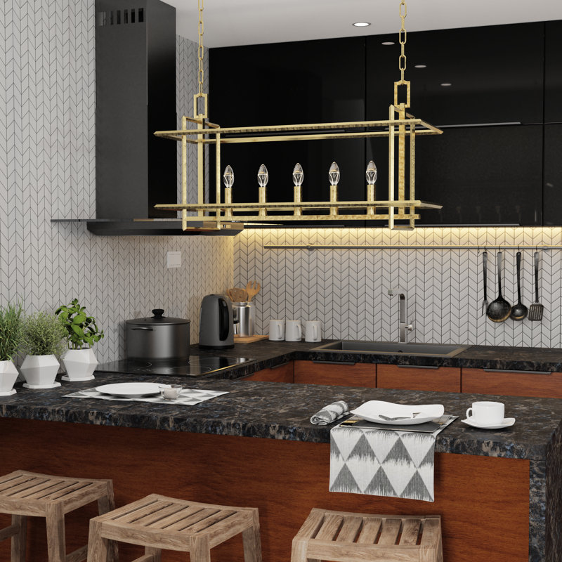 Aldis 5 - Light Dimmable Kitchen Island Square / Rectangle Chandelier