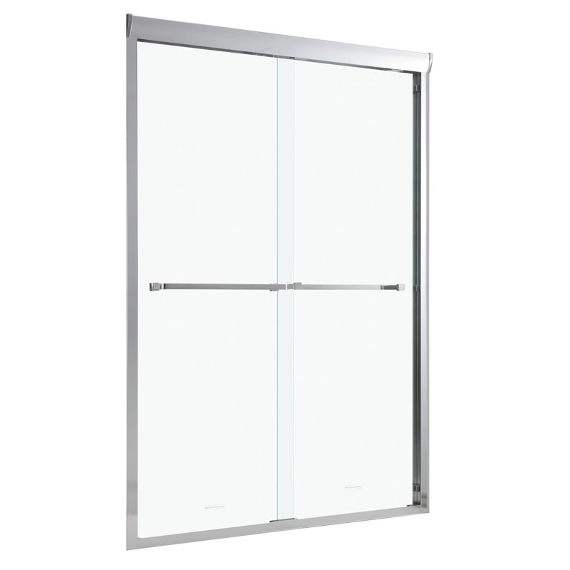 48" W x 76" H Frameless Double Sliding Shower Door with Tempered Glass