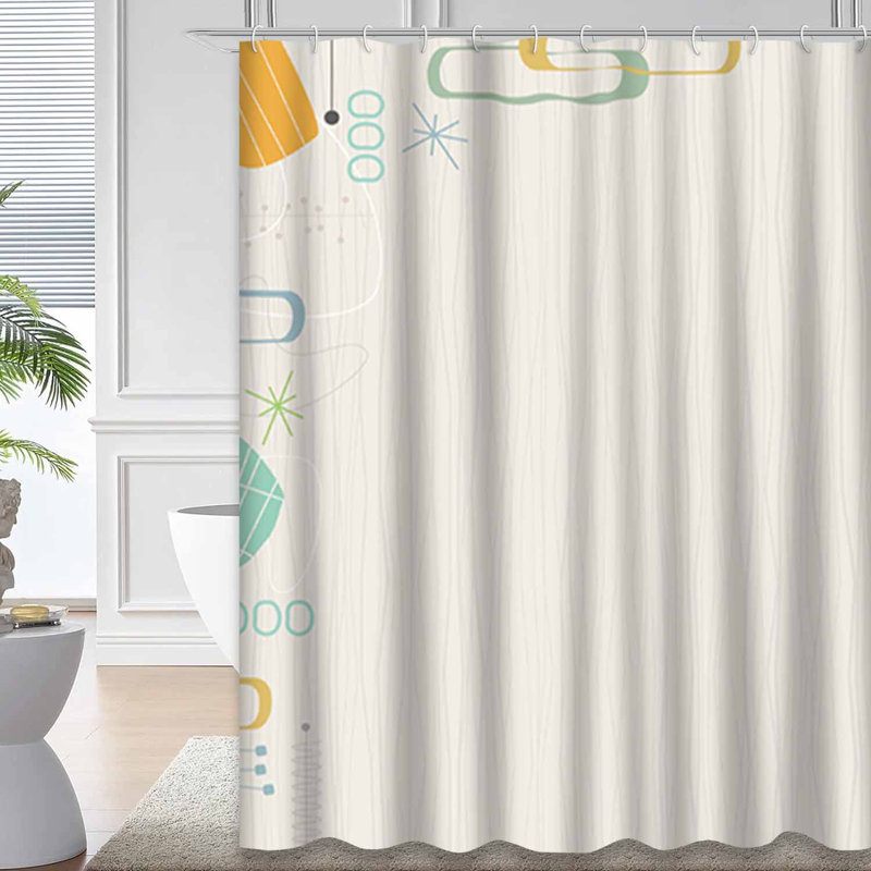 Rideau de douche imperméable moderne en tissu rétro avec 12 crochets, L 72 po x l 78 po
