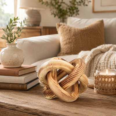 Chaîne à 3 maillons en bois naturel, décor de table rustique, brûlé