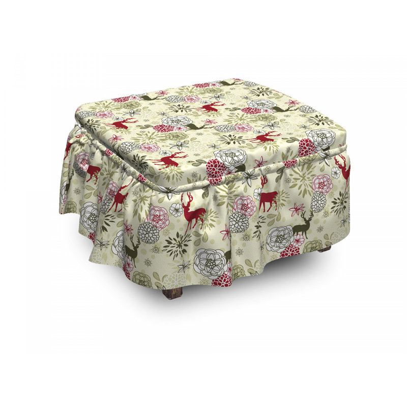 Ensemble de housse pour repose-pieds à coussins carrés pour 2 pièces winter cerf
