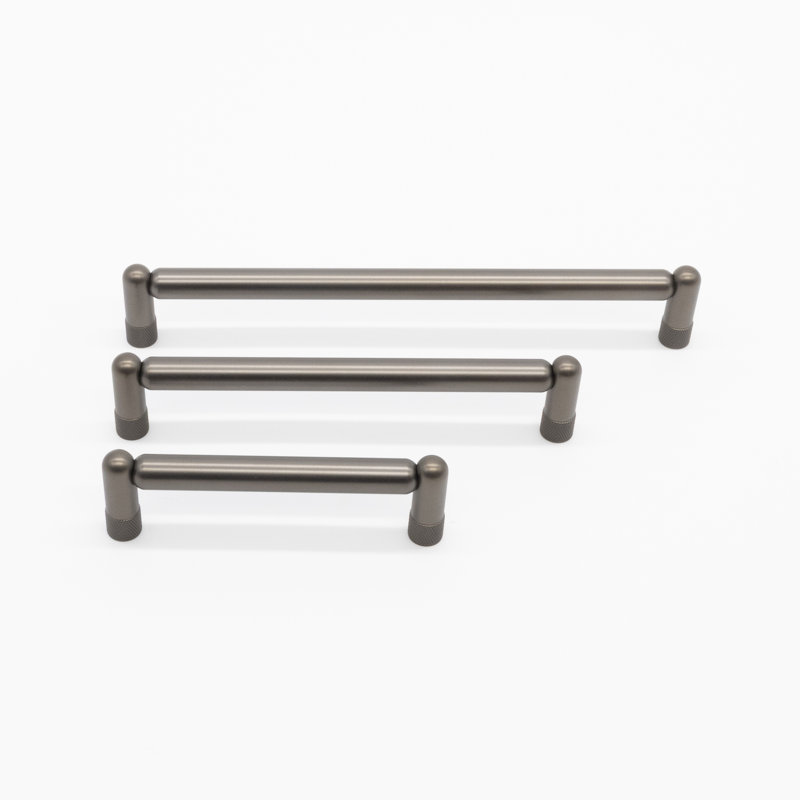 Knurled Brass Bar Pull, 8", Graphite