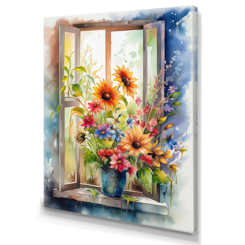 Fenêtre de floraison II, L 12 po x H 20 po, Toile tendue