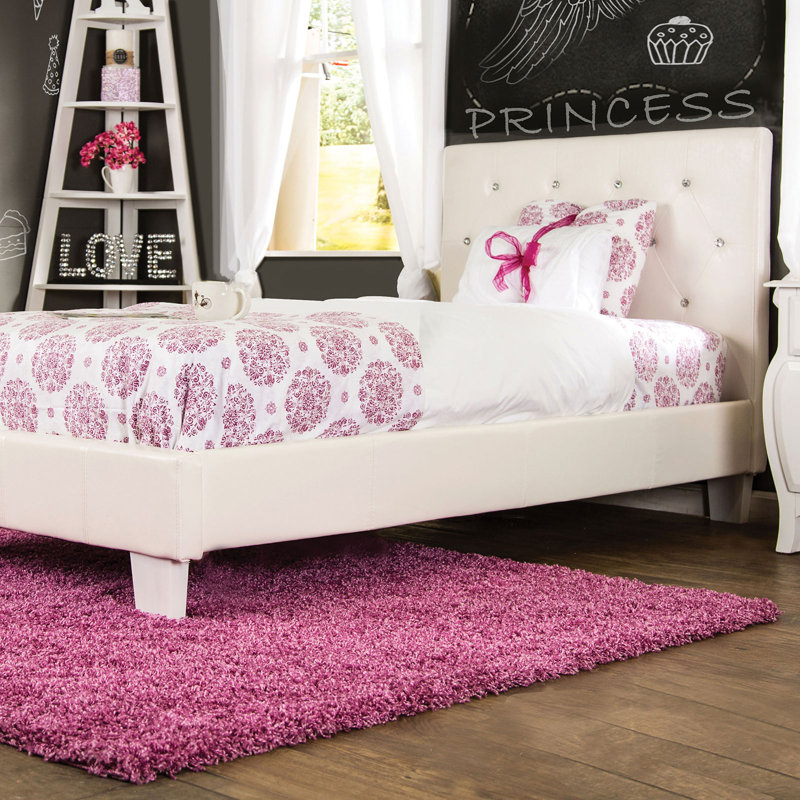 Lit plateforme tapissier Maren, Simple, Blanc