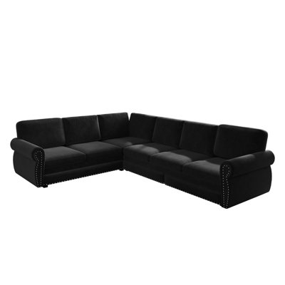 Chenille Upholstered Multifunctional L-Shaped Convertible Sleeper Sofa