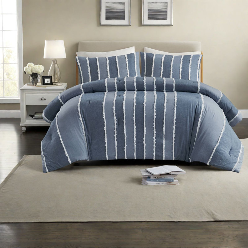 Premium Cotton King Bedding Sets, Modern Striped Jacquard for Home