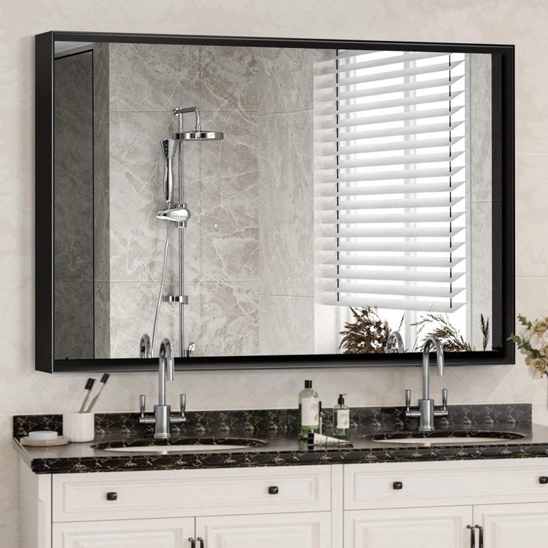 Miroir noir brillant pour salle de bain 48x30inch