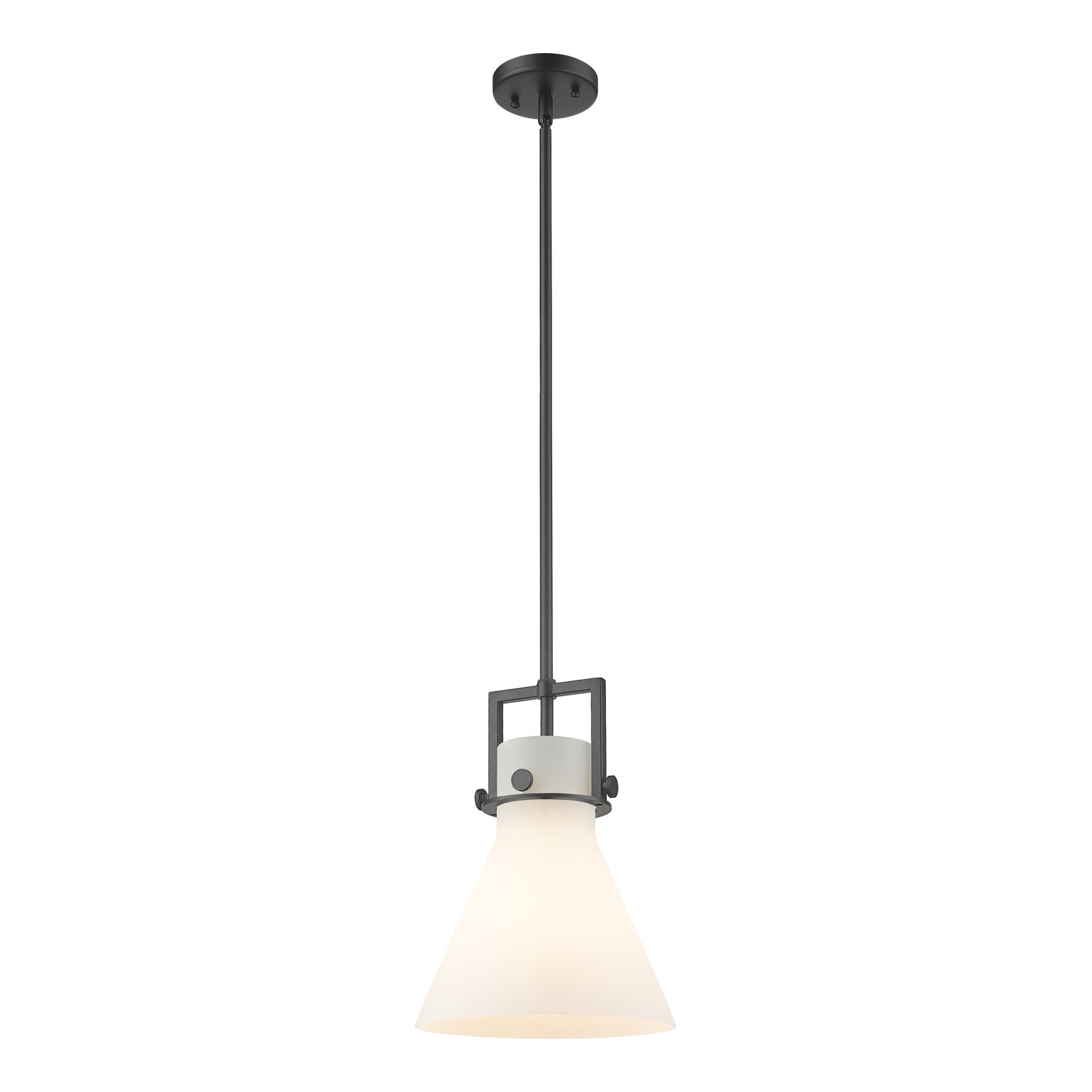 Coterie Single Light Glass Dimmable Pendant, Matte White, Matte Black, 13.63" H x 10" W x 10" D