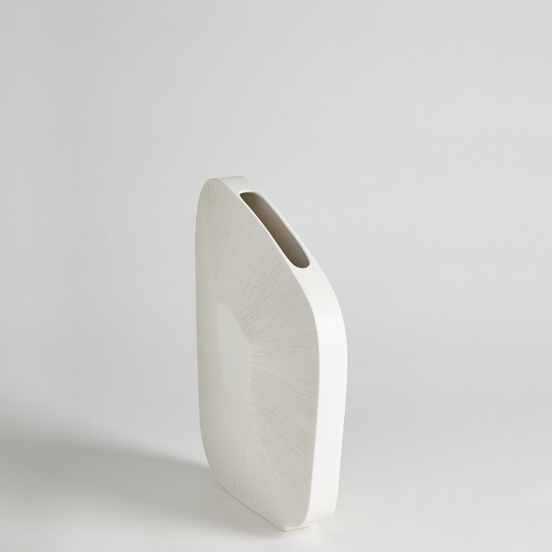 Handmade Ceramic Table Vase, Matte White, 17" H x 14" W x 5" D