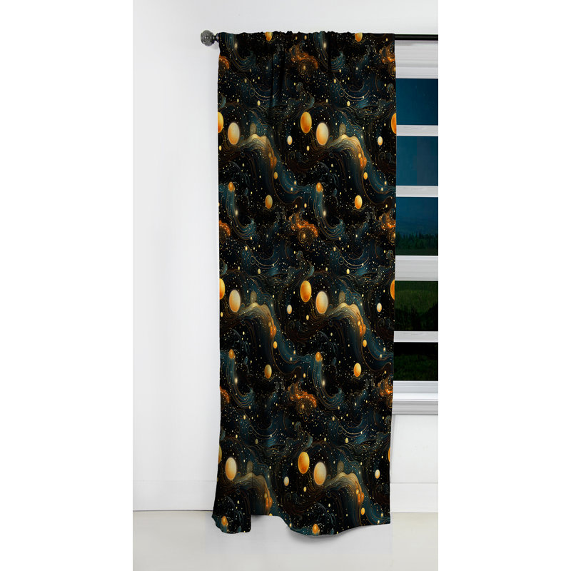 Motif céleste céleste Constellations - rideau occultant géométrique abstrait - 1 panneau, L 52 po x L 63 po