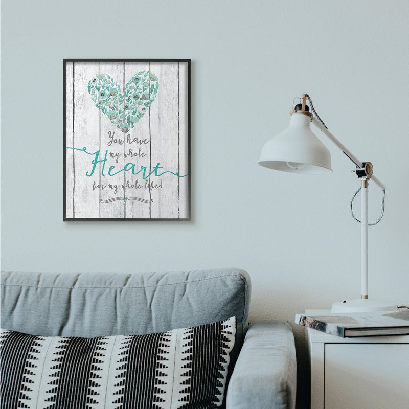 «My Whole Heart» - impression d'art graphique, H 24 po x l 30 po, Giclée encadrée noir minuit