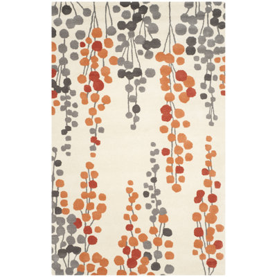 Tapis beige / orange en laine touffeté à la main Chubbuck
