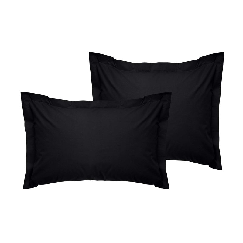 Ensemble de taies d'oreiller en satin Oxford (2 pièces), Noir