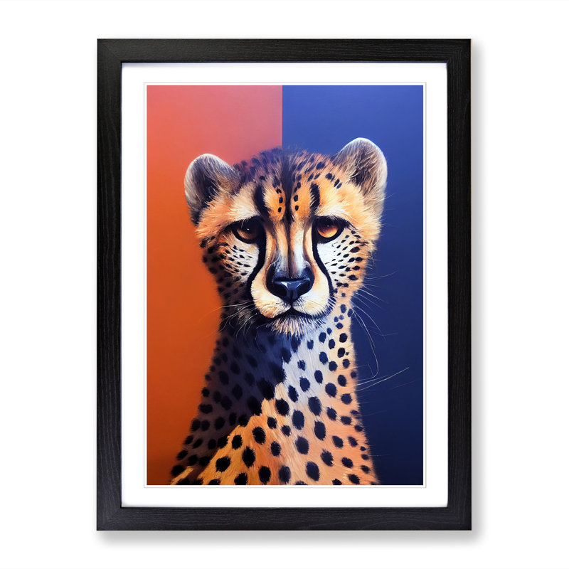 Cheetah Painting Vol.2 - Picture Frame Print, 34cm H x 25cm W, Walnut Framed