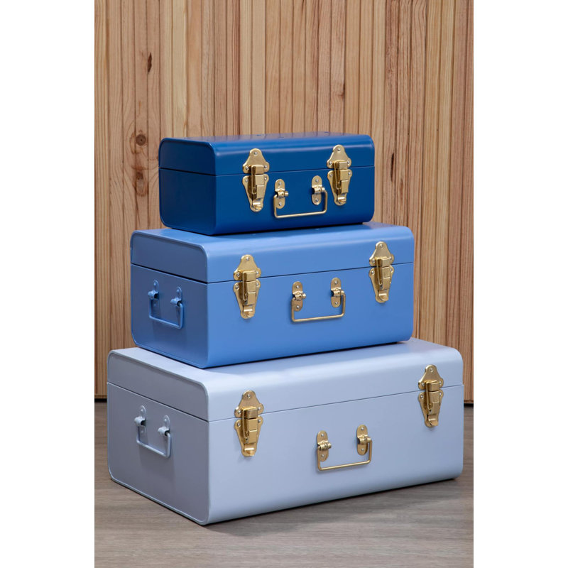 Forbush 3 Piece Accent Trunk Set, Blue