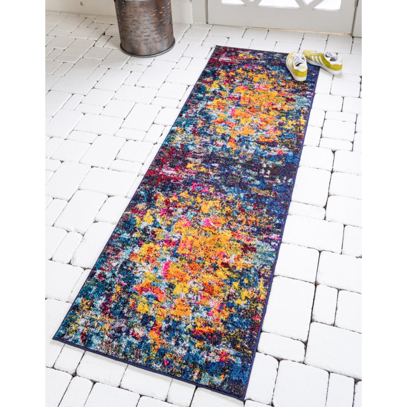 Tapis multicolore abstrait Rizer, Tapis de couloir 2 pi 7 po x 10 pi