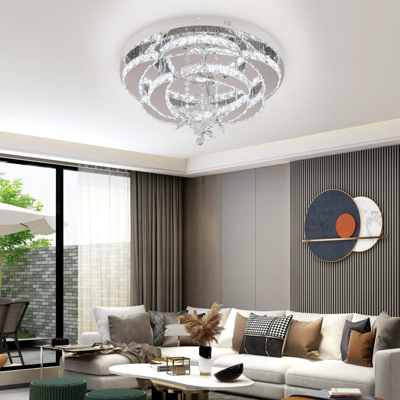 Akono 8 - Light Crystal LED Chandelier, Chrome, Yes, 3000K-6000K