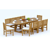 6 Seats 7 Pcs Grade-A Teak Wood Dining Set: 118" Double Extension Mas Oval Trestle Leg Table And 6 Devon Armless Chairs #11DV2700