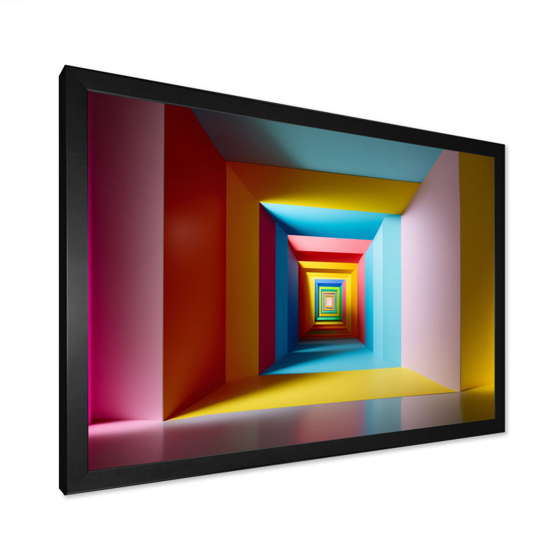 «Pastel Color Rectangular Infinity - Abstract Midcentury», art mural, Cadre simple noir, H 12 po x l 20 po x P 1 po