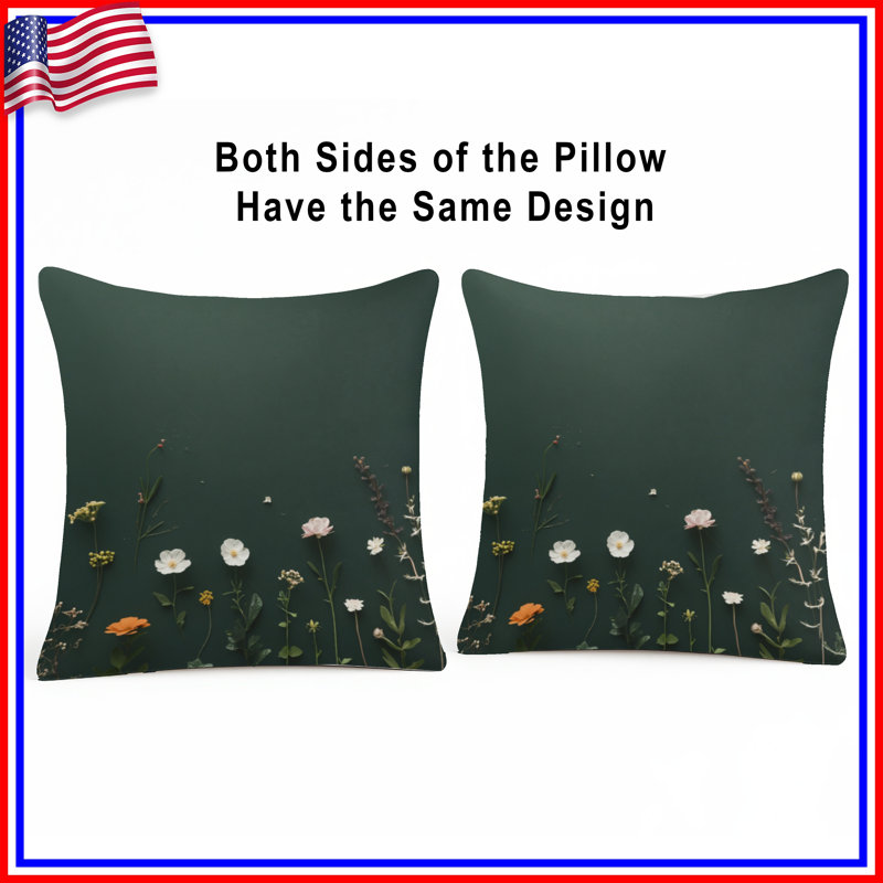 Assorted Wildflowers Arrangement Double Sided Throw Pillows, 20 x 20 inches