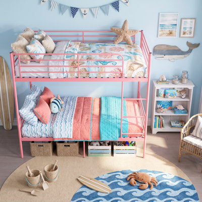 Lit superposé en métal pour enfants, deux lits simples séparés, avec échelle détachable, sommier à lattes silencieux, sans ressorts, cadre de lit superposé moderne, blanc.