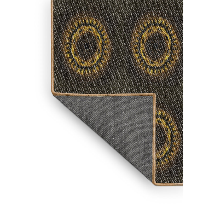 Tapis noir/brun à motifs, Rectangle 6 pi x 9 pi