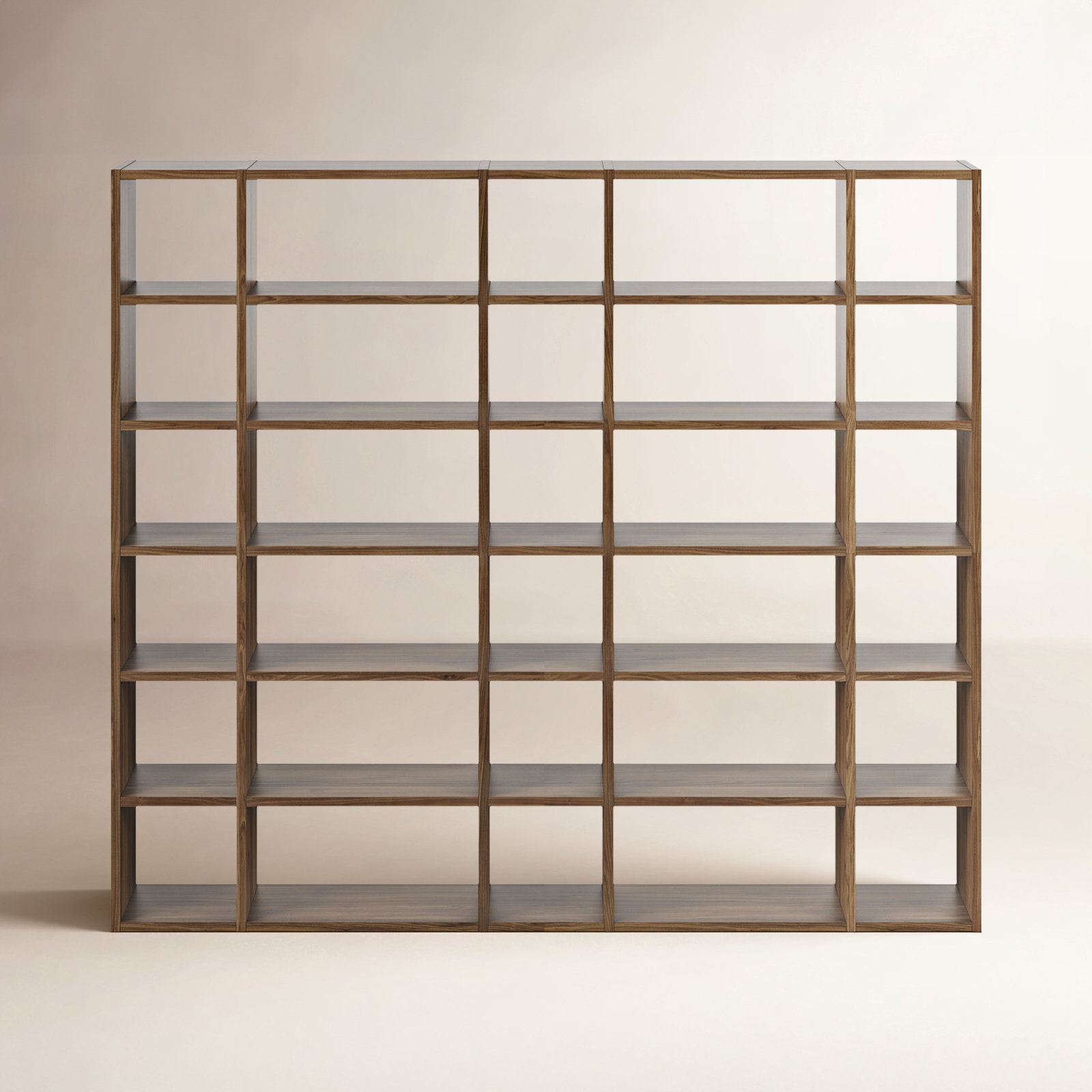 Araeya Wide Geometric Bookcase, Walnut
