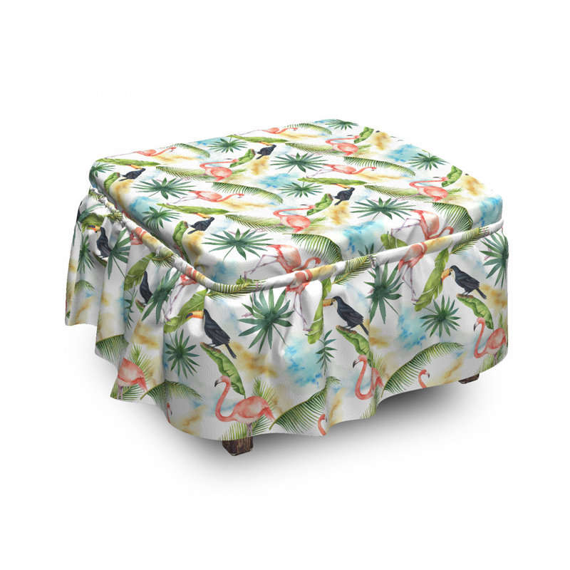 Housse pour repose-pieds toucan flamant rose