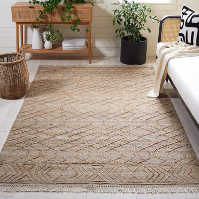 Tapis en jute / coton tissé à la main Hrisha