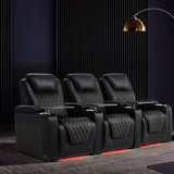 Leather Power Reclining Home Theater Seating with Cup Holder