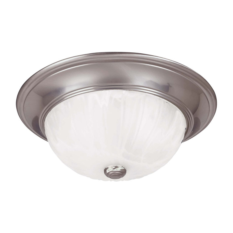 Plafonnier encastré 2 lumières Polanco, Nickel satiné, 4.875" H x 11" W x 11" D