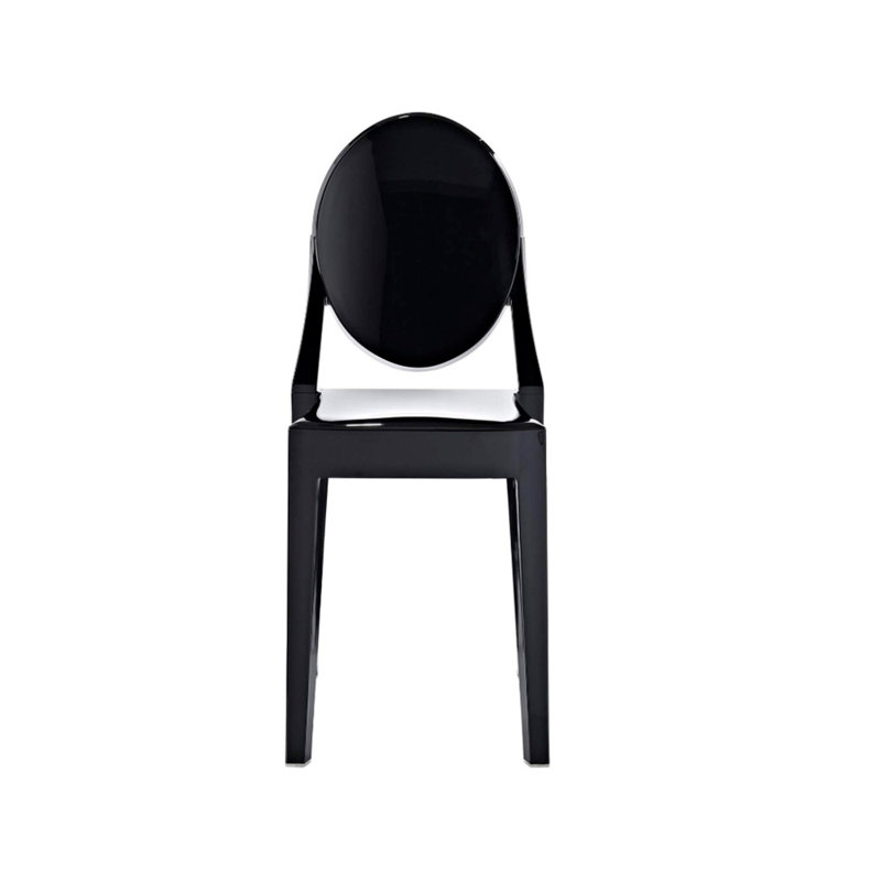 Black Transparent Polycarbonate Stacking Side Chairs, Set of 4