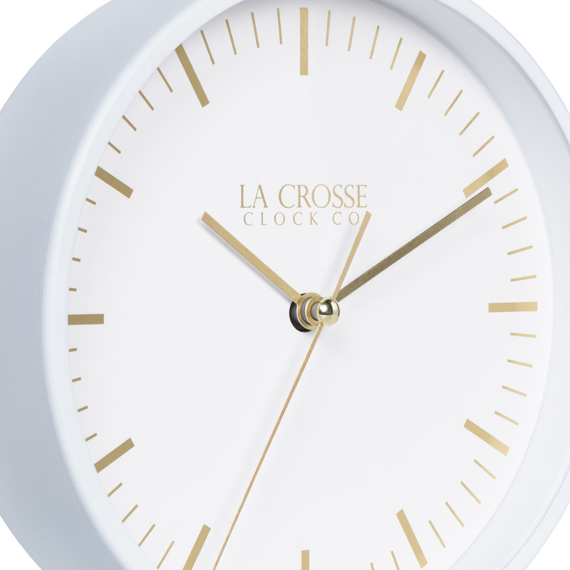 Etta 6-Inch White Metal Silent Quartz Wall/Table Clock