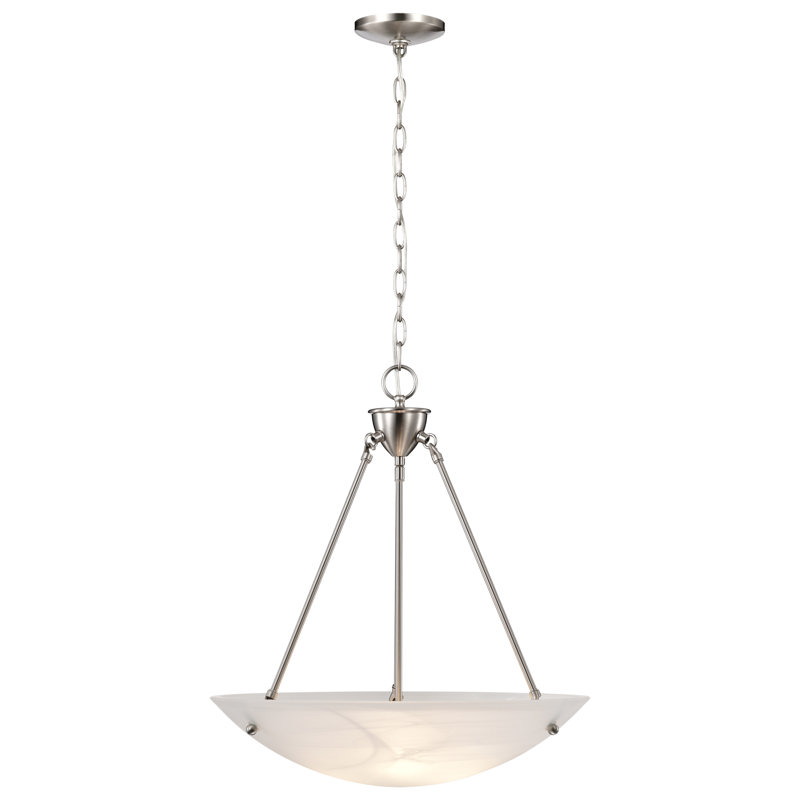 Soho Elegance Brushed Nickel 22.5" Alabaster Glass Bowl Pendant Light